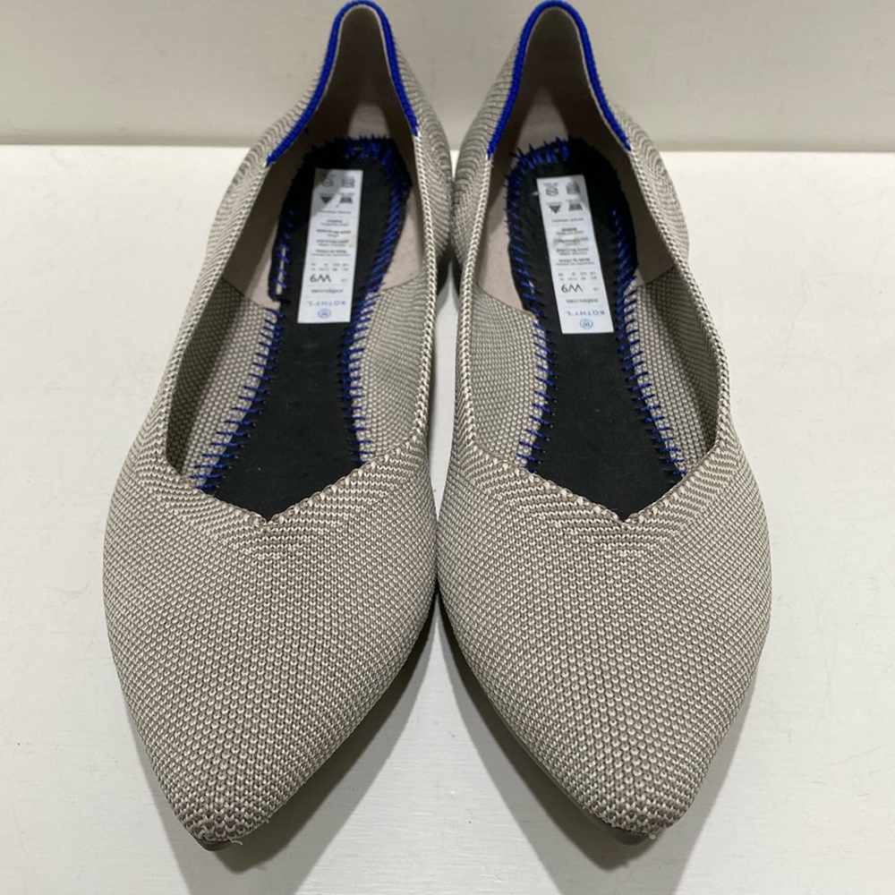 ROTHY’S “The Point”  Flax (Grey) Birdseye Flat Shoes